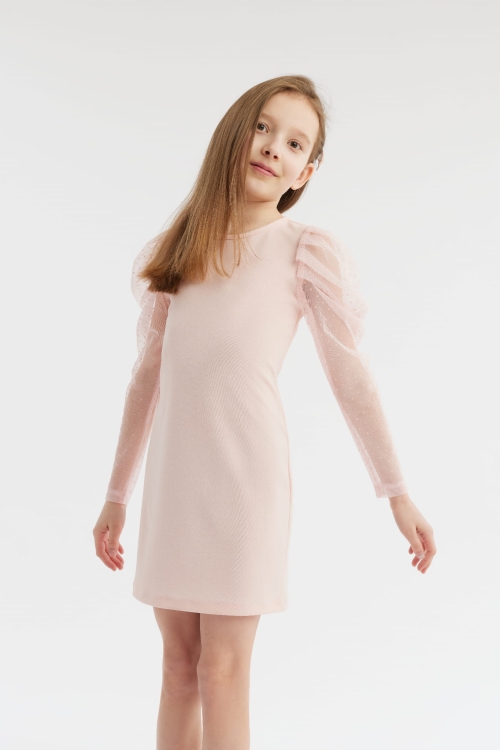 Elena Pink Dress, Girls' Occasion Dress, Elegant Kids Dress, Girls Party Wear, Pink Formal Dress for Girls, Tulle Sleeve Dress, Kids Special Occasion Dress, Breathable Girls Dress, Comfortable Kids Fashion, European Made Girls Dress