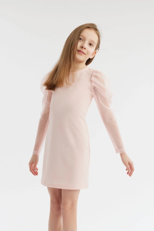 Elena Pink Dress, Girls' Occasion Dress, Elegant Kids Dress, Girls Party Wear, Pink Formal Dress for Girls, Tulle Sleeve Dress, Kids Special Occasion Dress, Breathable Girls Dress, Comfortable Kids Fashion, European Made Girls Dress