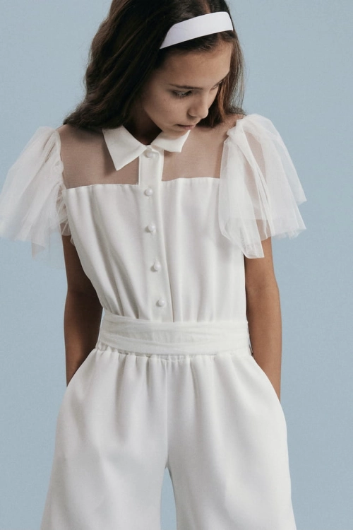 Blair Girls' Jumpsuit, Elegant Jumpsuit for Girls, Special Occasion Kids' Clothing, Girls' Formal Jumpsuit, Communion Outfit for Girls, Wedding Jumpsuit for Kids, European-Made Girls' Fashion