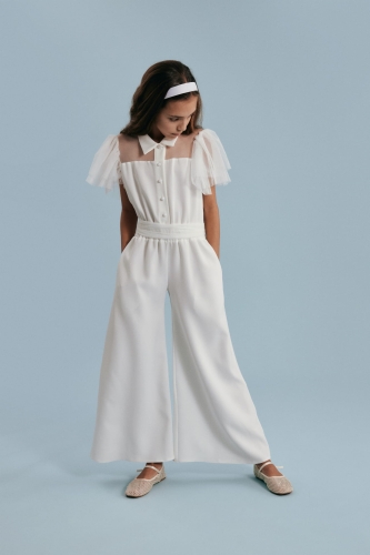 Blair Girls' Jumpsuit, Elegant Jumpsuit for Girls, Special Occasion Kids' Clothing, Girls' Formal Jumpsuit, Communion Outfit for Girls, Wedding Jumpsuit for Kids, European-Made Girls' Fashion
